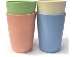 Bekers – 4 stuks – 350 ml —8*11cm — Kunststof bekers — Onbreekbare drinkbekers – Draagbare waterbekers – Theebekers – Drinkbekers – Bekers – Drinking Reisbekers – Geschikt voor kinderpicknicks, reizen en kamperen