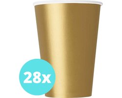 Bekers Karton Goud - 28 stuks - Kartonnen Bekers 250ml - Wegwerp bekers - Bekers Karton Verjaardag Kinderen - Kinder Feestje Kind - Limonadebekers - Koffie / Siroop - Bekers Papier - 28 Stuks van 250 ml Goud