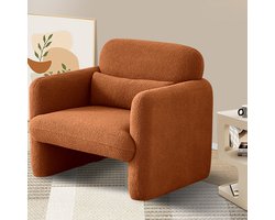 Beklede Lounge Stoel Fauteuil Sofa 1 zits Moderne Lounge Stoel voor Slaapkamer Woonkamer, zachte pluche, Oranje