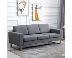 Bekleding sofa 3-zits sofa stof sofa stoel meubels tv fauteuil kussenstoel armleuning linnen donkergrijs 200 x 82 x 78 cm