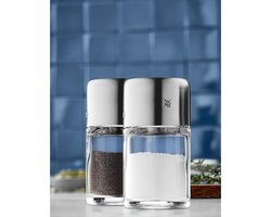 Bel Gusto Zout- en peperstrooier set 2-delig, klein strooier, zoutvaatje mini, Cromargan roestvrij staal gematteerd