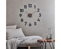 BELANIAN - Beton Wandklok 3 D zelfklevend - SILENT XXL 3D BETONNEN WANDKLOK Ø 100 CM - Designer wandklok wandtattoo van beton met stil uurwerk 100 cm
