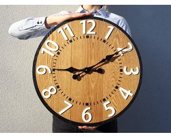 BELANIAN - Houten klok AMSTERDAM 40 cm  - Wit - klok met aantallen, Loft muurklok, Modern Muur Klok Housewarming Gift, Industriële Muur Klok, Unieke Klok