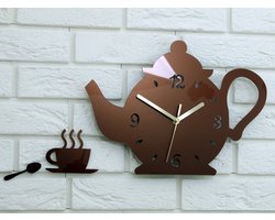 Belanian - Klokken - Wandklokken - Wandklok Keukenklok 47cm x 28cm KETEL Koper Metalic moderne klok cadeau wanddecoratie beker home & living design wand decor