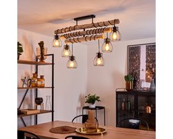 Belanian.nl - vintge Scandinavisch Boho-stijl  E27 fitting,plafondlamp zwart, licht hout, 6 lichts,Industrieel, modern, retro hanglamp voor  Eetkamer, hal, keuken, slaapkamer, woonkamer