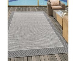 Belano Buiten Vloerkleed 140x200 cm Grijs – Waterbestendig Tuinkleed – Weerbestendig Buitenkleed – UV-bestendig – Balkonkleed – Terras Tapijt – 7mm Laagpolig – Onderhoudsvriendelijk