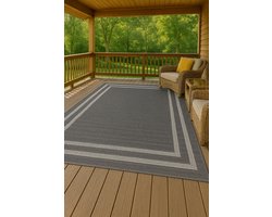 Belano Buiten Vloerkleed 160x230 cm Grijs – Waterbestendig Tuinkleed – Weerbestendig Buitenkleed – UV-bestendig – Balkonkleed – Terras Tapijt – 7mm Laagpolig – Onderhoudsvriendelijk