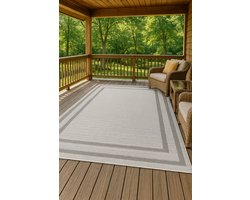 Belano Buiten Vloerkleed 80x150 cm Creme Grijs – Waterbestendig Tuinkleed – Weerbestendig Buitenkleed – UV-bestendig – Balkonkleed – Terras Tapijt – 7mm Laagpolig – Onderhoudsvriendelijk