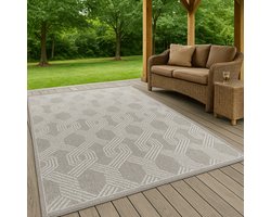Belano Buiten Vloerkleed 80x150 cm Grijs – Waterbestendig Tuinkleed – Weerbestendig Buitenkleed – UV-bestendig – Balkonkleed – Terras Tapijt – 7mm Laagpolig – Onderhoudsvriendelijk