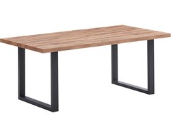 Belfurn - Eetkamertafel 220x95cm etienne in mango decor met U-poot in zwart metaal