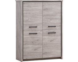 Belfurn - Elias Barkast in grijze eik met zwarte sierstrip