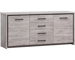 Belfurn - Elias buffet-dressoir in grijze eik met zwarte sierstrip