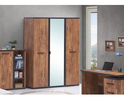 Belfurn - Ellen - kledingkast 3 deuren 164cm - kleur acacia bruin met zwart