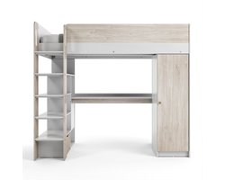 Belfurn - Hoogslaper met bureau Evora in eik ivoor en witte fronten