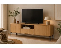 Belfurn Japan TV-meubel - Massief eikenhout & eikenfineer - 150 x 45 x 52 cm - Volledig gemonteerd