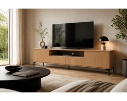 Belfurn Japan TV-meubel - Massief eikenhout & eikenfineer - 195 x 45 x 52 cm - Volledig gemonteerd