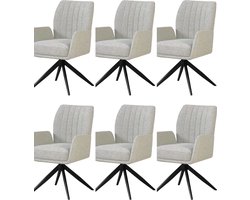 Belfurn - Set van 6 Eetkamerstoelen S280 – Fijn Geweven Katoen in ivoorkleur