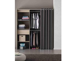 Belfurn-Uitschuifbare dressing kast met gordijn Chicago in kronberg eik.