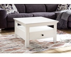 Belfurn - Vierkante salontafel Pracktik met 1 lade in witte melamine 70x70 cm