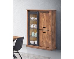 Belfurn - Vitrinekast Elon 125cm met LED in mango decor