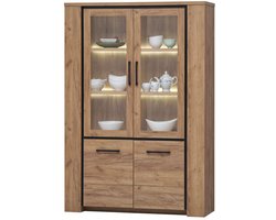 Belfurn - Vitrinekast met glasdeuren Elio 133cm in franse eik