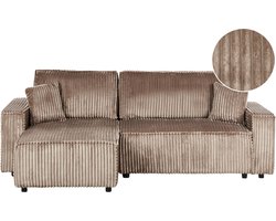 BELIANI ABACKA - Slaapbank - Lichtbruin - Rechtszijdig - Corduroy