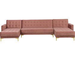 BELIANI ABERDEEN - Bank U-vormig - Roze - 5 persoons - Universeel - Fluweel