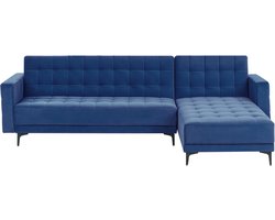 BELIANI ABERDEEN - Hoekbank - Blauw - Linkszijdig - Fluweel