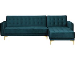 BELIANI ABERDEEN - Hoekslaapbank - Blauwgroen - Linkerzijde - 267 cm - Fluweel