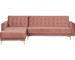 BELIANI ABERDEEN - Hoekslaapbank - Roze - Rechterzijde - 267 cm - Fluweel