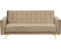 BELIANI ABERDEEN - Slaapbank 3-zits - Zandbeige - Fluweel