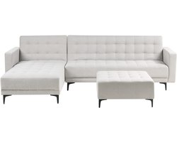 BELIANI ABERDEEN - Slaapbank met ottomaan - Lichtgrijs - Rechtszijdig - Stof