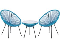BELIANI ACAPULCO - Bistroset voor 2 - Blauw - PE rotan