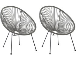 BELIANI ACAPULCO II - Tuinstoel set van 2 - Donkergrijs - PE rotan