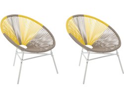 BELIANI ACAPULCO - Tuinstoel set van 2 - Beige/Geel - PE rotan