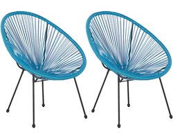 BELIANI ACAPULCO - Tuinstoel set van 2 - Blauw - PE rotan