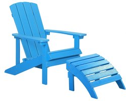 BELIANI ADIRONDACK - Tuinstoel met voetenbank - Blauw - Kunsthout