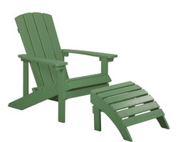 BELIANI ADIRONDACK - Tuinstoel met voetenbank - Groen - Kunsthout
