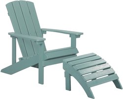 BELIANI ADIRONDACK - Tuinstoel met voetenbank - Turquoise - Kunsthout