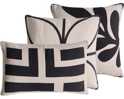 BELIANI AGATHIS - Sierkussen set van 3 - Beige/Zwart - Katoen