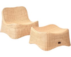 BELIANI AIGANI - Tuinfauteuil met voetenbank - Natuurlijk - Rotan