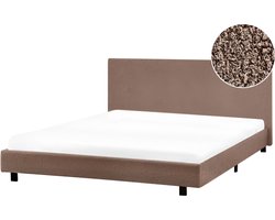 BELIANI ALBI - Tweepersoonsbed - Bruin - 160 x 200 cm - Bouclé