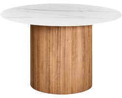 BELIANI ALBINA - Ronde eettafel - Wit/Bruin - 120 cm - Hout/Steen