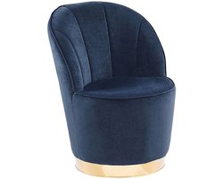 BELIANI ALBY - Fauteuil - Donkerblauw - Fluweel