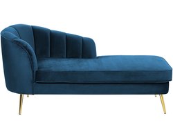 BELIANI ALLIER - Chaise longue - Marineblauw - Linkerzijde - Fluweel