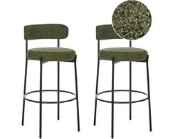 BELIANI ALLISON - Barkruk set van 2 - Donkergroen - Bouclé