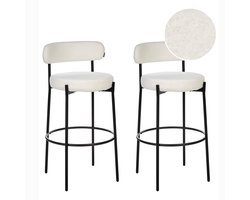 BELIANI ALLISON - Barkruk set van 2 - Wit - Bouclé