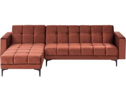 BELIANI ALNES - Hoekbank met ottomaan - Lichtrood - Rechtszijdig - Polyester