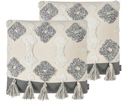 BELIANI ALOCASIA - Sierkussen set van 2 - Grijs - 45 x 45 cm - Katoen
