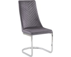 BELIANI ALTOONA - Eetkamerstoel - Grijs - Fluweel